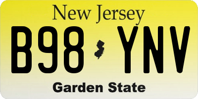 NJ license plate B98YNV