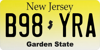 NJ license plate B98YRA