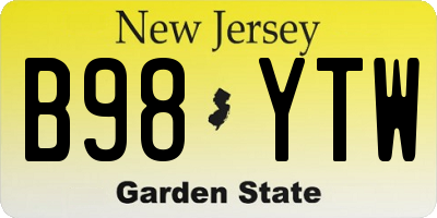 NJ license plate B98YTW