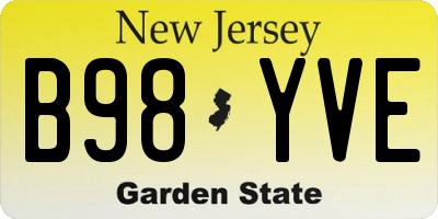 NJ license plate B98YVE