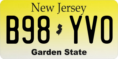 NJ license plate B98YVO