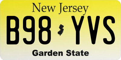 NJ license plate B98YVS