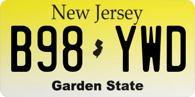 NJ license plate B98YWD