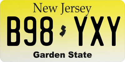 NJ license plate B98YXY