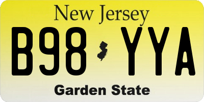NJ license plate B98YYA