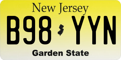 NJ license plate B98YYN