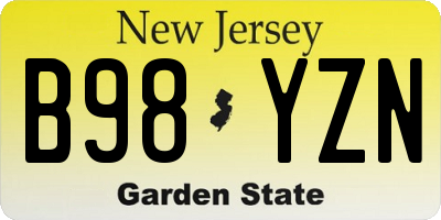 NJ license plate B98YZN