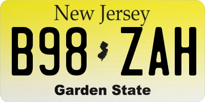 NJ license plate B98ZAH