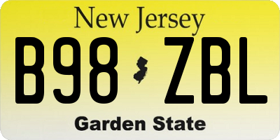 NJ license plate B98ZBL