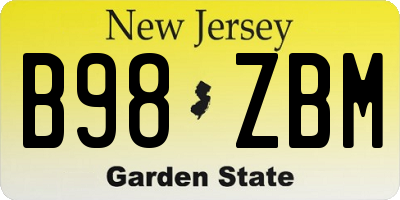 NJ license plate B98ZBM
