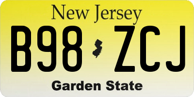 NJ license plate B98ZCJ