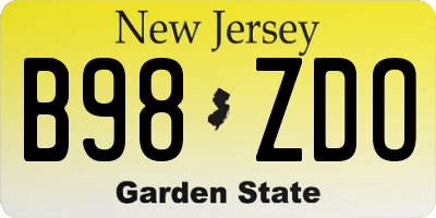 NJ license plate B98ZDO