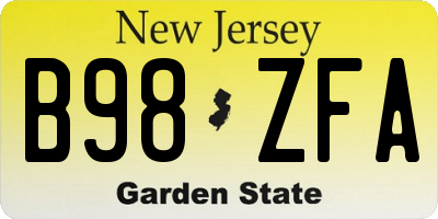 NJ license plate B98ZFA