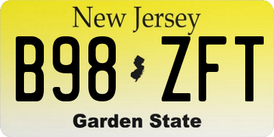 NJ license plate B98ZFT