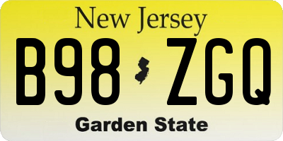NJ license plate B98ZGQ