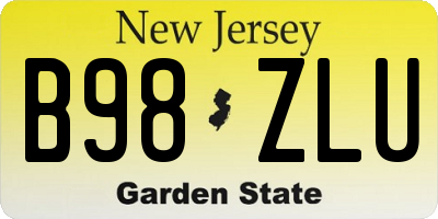NJ license plate B98ZLU