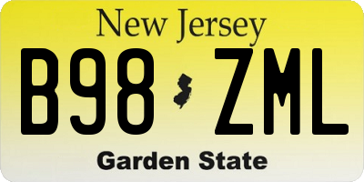 NJ license plate B98ZML