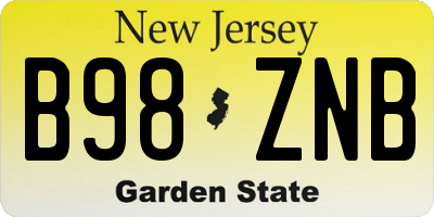 NJ license plate B98ZNB