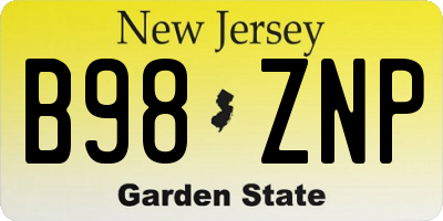 NJ license plate B98ZNP
