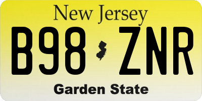 NJ license plate B98ZNR