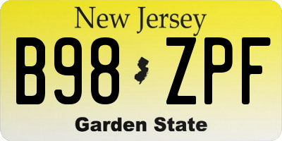 NJ license plate B98ZPF