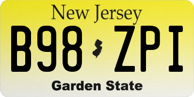 NJ license plate B98ZPI