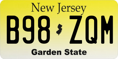 NJ license plate B98ZQM
