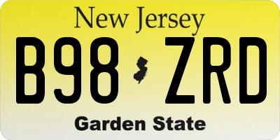 NJ license plate B98ZRD