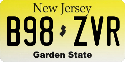 NJ license plate B98ZVR