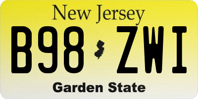 NJ license plate B98ZWI