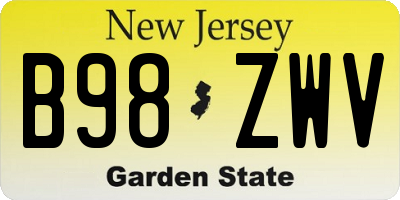 NJ license plate B98ZWV