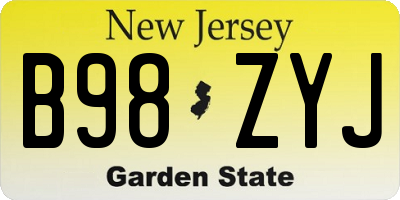 NJ license plate B98ZYJ