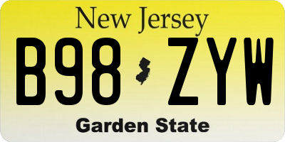 NJ license plate B98ZYW