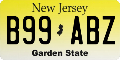 NJ license plate B99ABZ