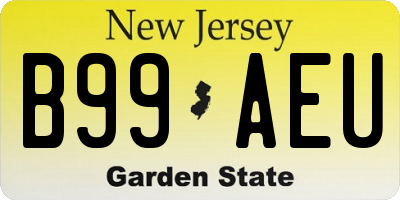 NJ license plate B99AEU