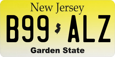 NJ license plate B99ALZ