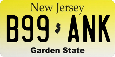 NJ license plate B99ANK