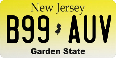 NJ license plate B99AUV