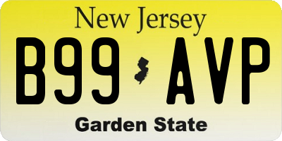 NJ license plate B99AVP