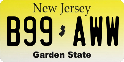 NJ license plate B99AWW