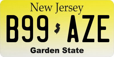 NJ license plate B99AZE
