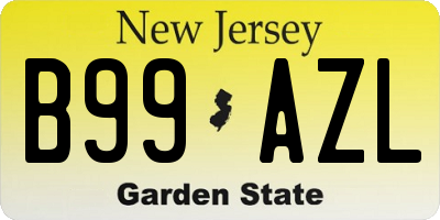 NJ license plate B99AZL
