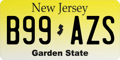 NJ license plate B99AZS