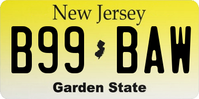NJ license plate B99BAW