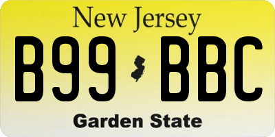 NJ license plate B99BBC