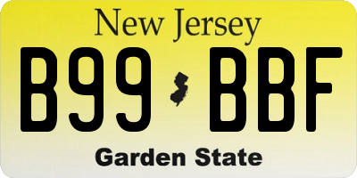 NJ license plate B99BBF