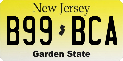 NJ license plate B99BCA