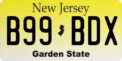 NJ license plate B99BDX