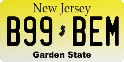 NJ license plate B99BEM