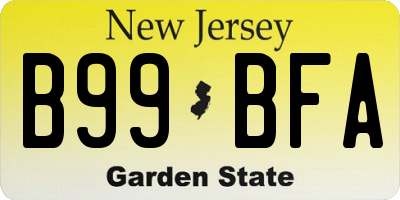 NJ license plate B99BFA